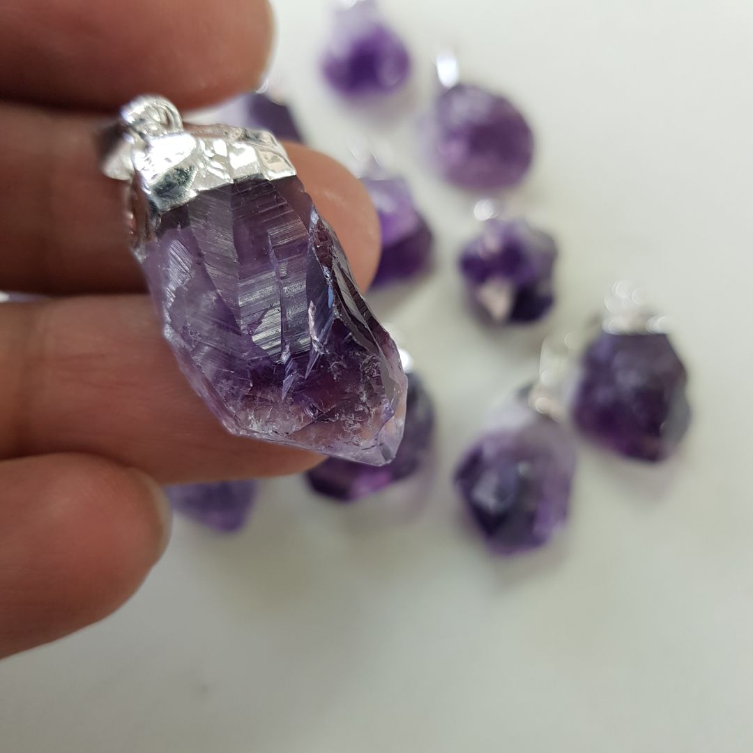 Amethyst Rough Point Pendant Capped Amethyst Rough Point Pendant Capped